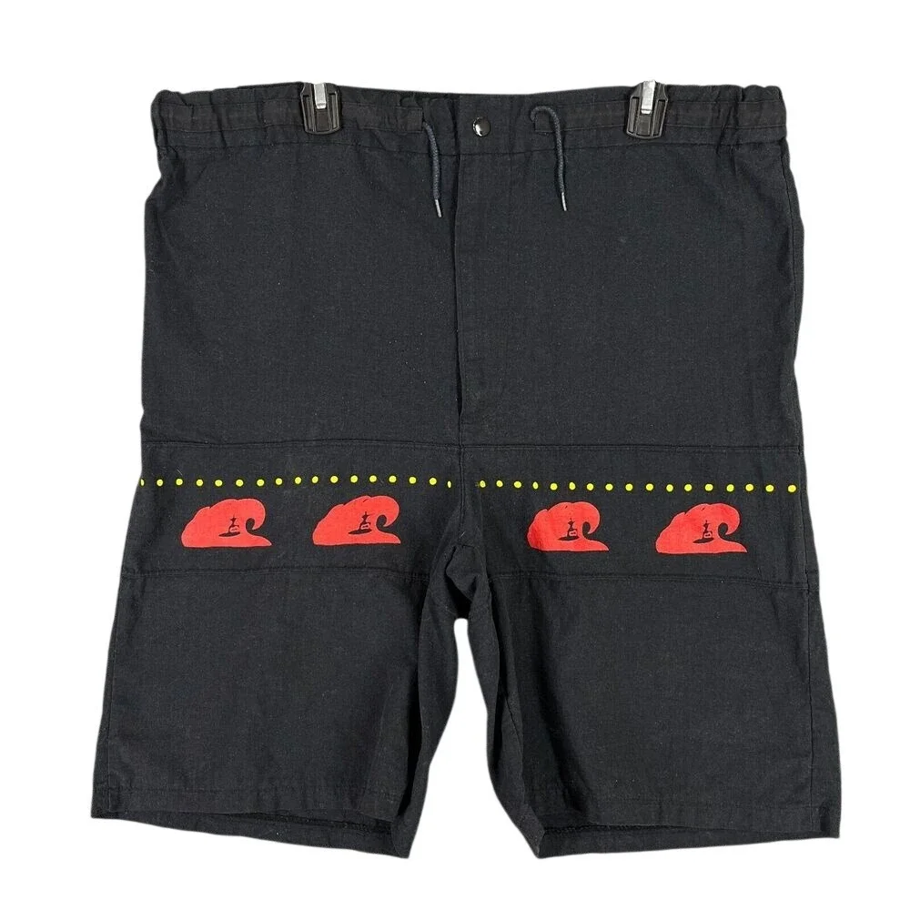 DJ‎ Smash Swim Shorts Mens L Black Board Shorts Surfing Beach Vintage 80s Pop